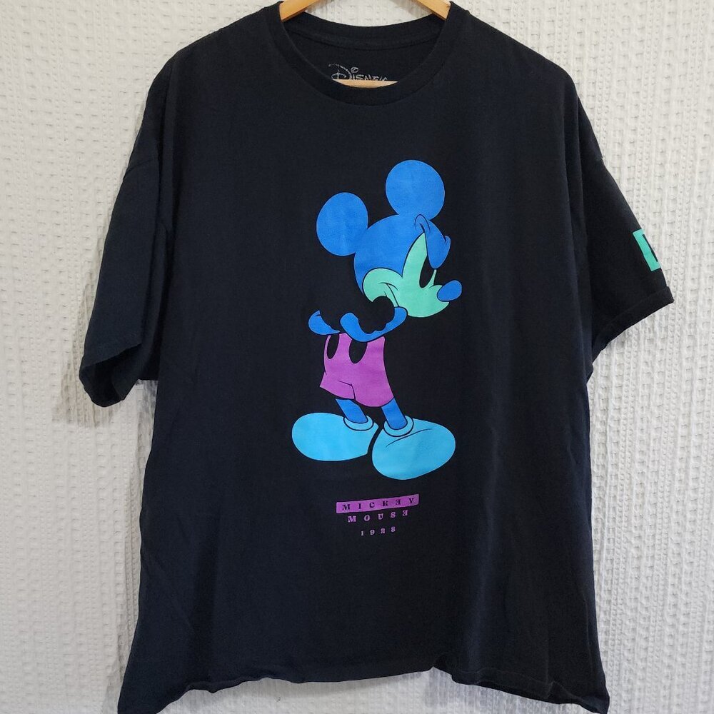 Disney Neff T-Shirt XXL Black Logo Graphic Mickey Mouse Short Sleeve Tee